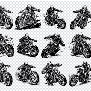 SKELETON On BIKE SVG, Scheletro sulla moto Svg file per Cricut, Skeleton Biker Clipart, File tagliati al laser