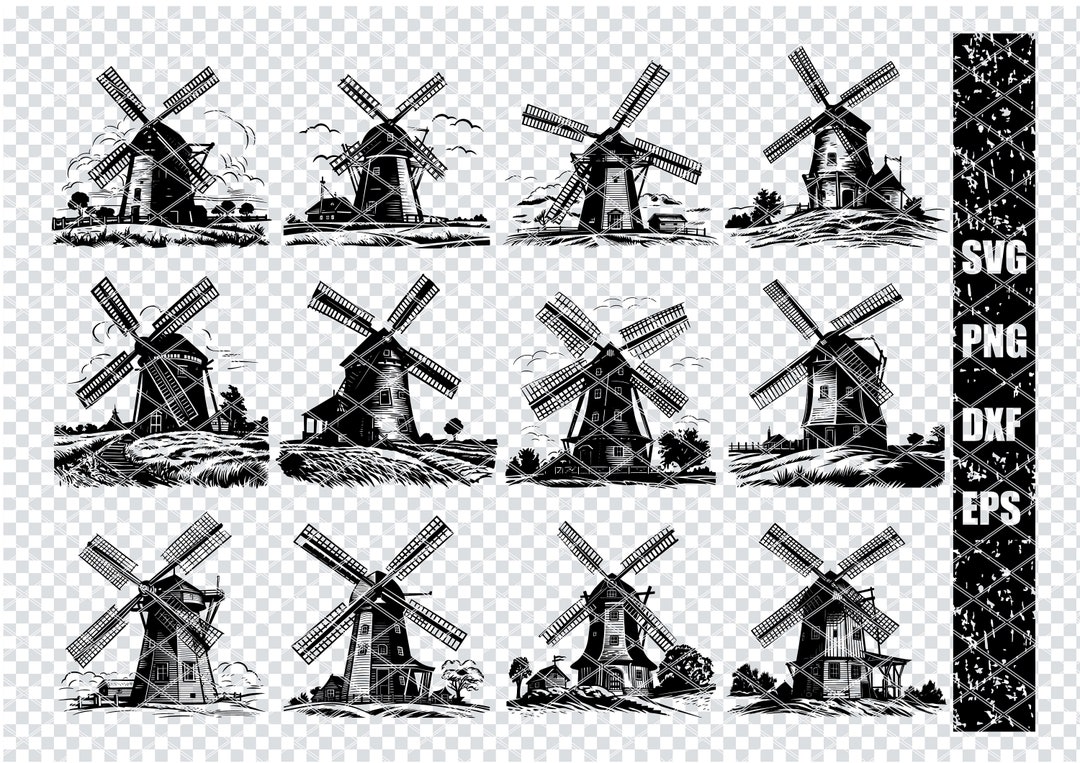 WINDMILL SVG, WINDMILL Svg Files for Cricut, Windmill Clipart, Laser