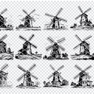 WINDMÜHLE SVG, WINDMÜHLE SVG-Dateien für Cricut, Windmühle Clipart, Laser Cut-Dateien