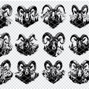 IBEX GEIT HOOFD Svg, Ibex wilde geit hoofd Svg-bestanden voor Cricut, Ibex gehoornde Steinbock Clipart, Laser Cut-bestanden