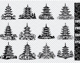 PAGODA BUDDHIST TEMPLE Svg, Buddhist Temple Shrine Svg Files For Cricut, Buddhist Tower Clipart, Laser Cut Files