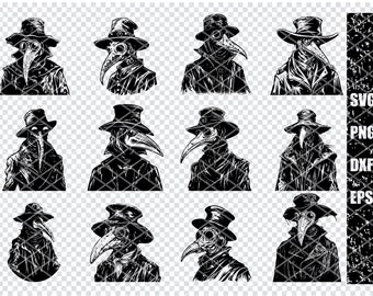 PLAGUE DOCTOR MASK Svg, Black Death Medic Svg Files For Cricut, Medieval Doctor Clipart, Laser Cut Files