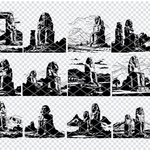 COLOSSI Of MEMNON SVG, Colossal Statue Monument Svg Files For Cricut, Luxor Thebes Egypt Clipart, Laser Cut Files