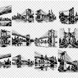 PONTE DI BROOKLYN Svg, file Svg del ponte di Brooklyn NYC per Cricut, Manhattan Overpass Clipart, file tagliati al laser