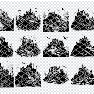 CASTELLO DI EDIMBURGO INFESTATO Svg, Edimburgo Eerie Palace Svg file per Cricut, Dungeon Fortress Clipart, file tagliati al laser
