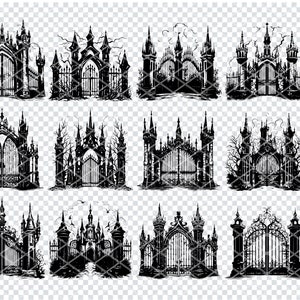 GOTHIC VICTORIAN GATE Svg, Medieval Gate Svg Files For Cricut, Eerie Gothic Gate Clipart, Laser Cut Files