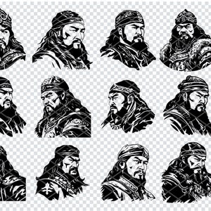 GENGHIS KHAN MONGOL Svg, Genghis Khan Mongol Archivos svg para Cricut, Mongol Ruler Warrior Clipart, Archivos cortados por láser