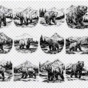 GRIZZLY BEAR SVG, fichiers Svg ours brun Kodiak pour Cricut, Clipart ours noir, fichiers découpés au Laser