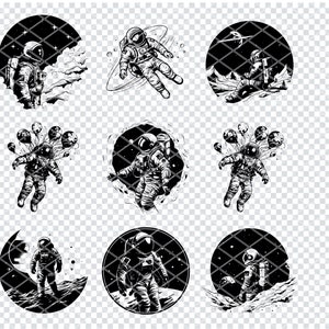Astronaute SVG, fichiers Svg astronaute de l'espace pour Cricut, clipart astronaute dessinés à la main, fichiers découpés au Laser
