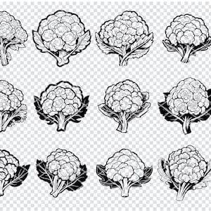CAULIFLOWER VEGETABLE HEAD Svg, Cauliflower Head Svg Files For Cricut, Cauliflower Brassica Clipart, Laser Cut Files