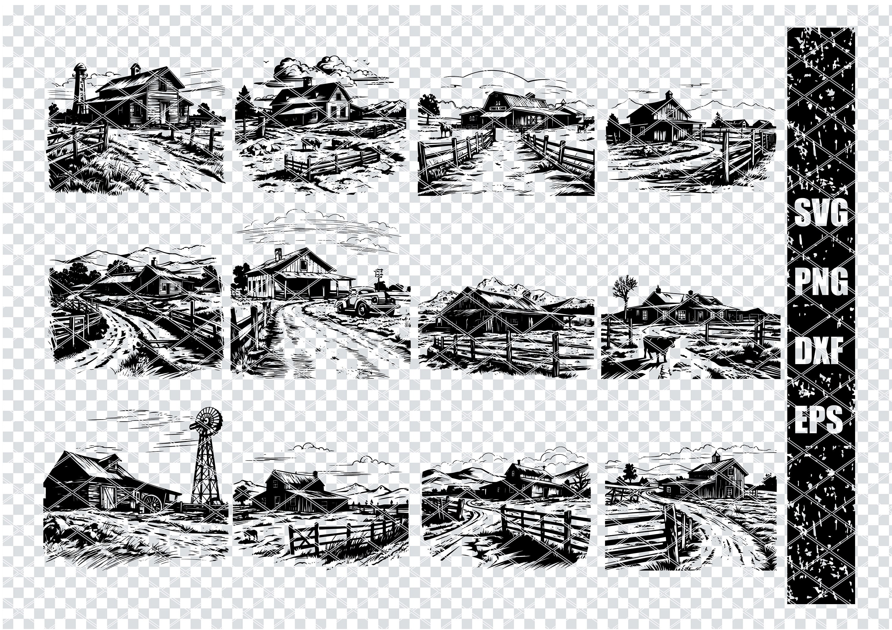 RUSTIC RANCH BARN Svg, Rustic Ranch Barn Svg Files For Cricut, Ranch House Clipart, Laser Cut Files