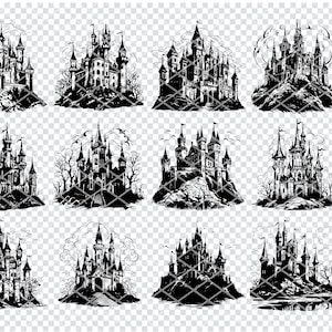GOTHIC MEDIEVAL CASTLE Svg, Gothic Manor Svg Files For Cricut, Gothic Fantasy Castle Clipart, Laser Cut Files