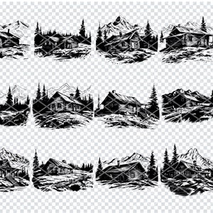 RUSTIEKE BLOKHUIS Svg, wildernis houten hut Svg-bestanden voor Cricut, houten hut Retreat Clipart, Laser Cut-bestanden
