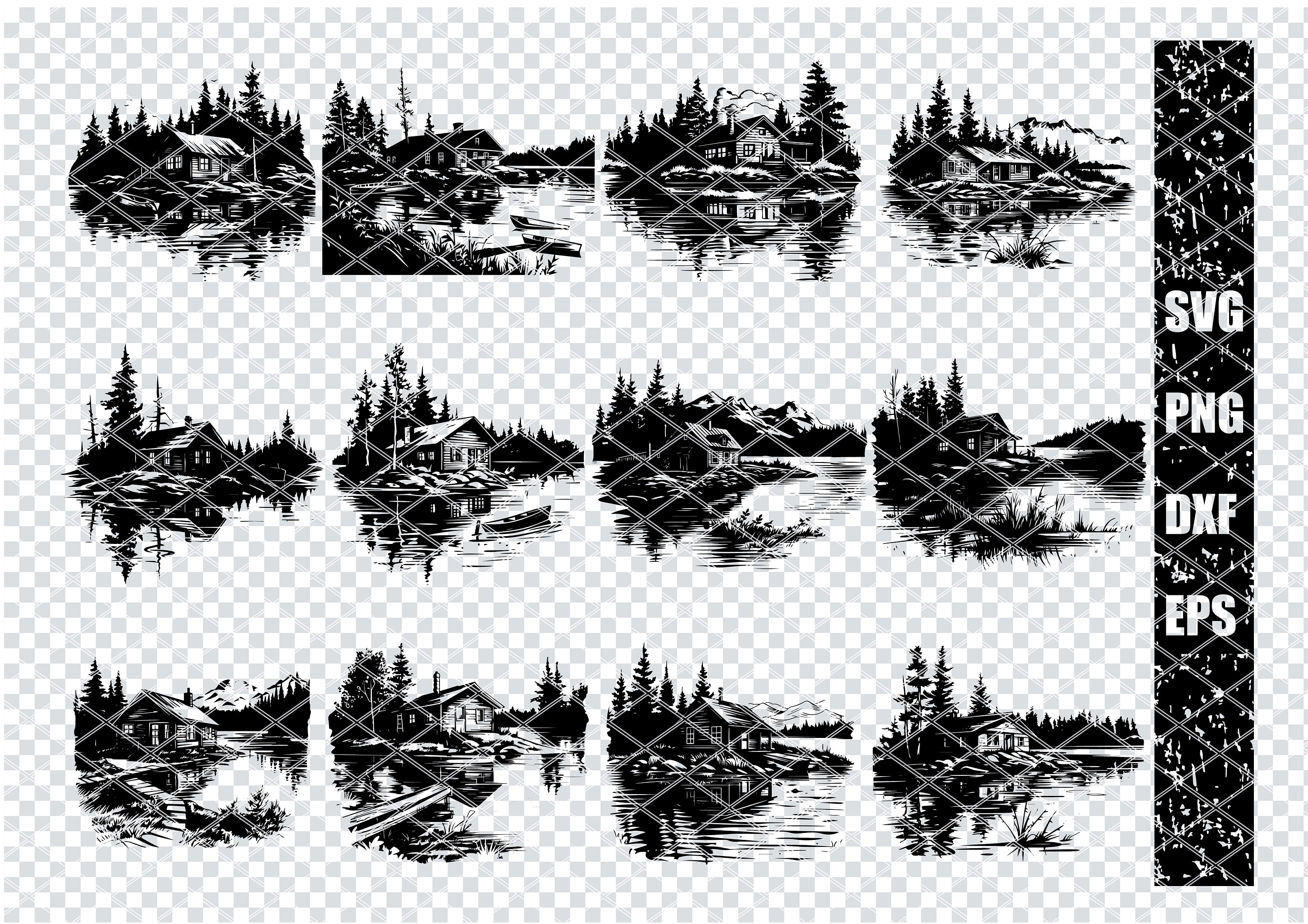 LOG CABIN by LAKE Svg, Wood Cabin by Lake Svg Files for Cricut, Rustic ...
