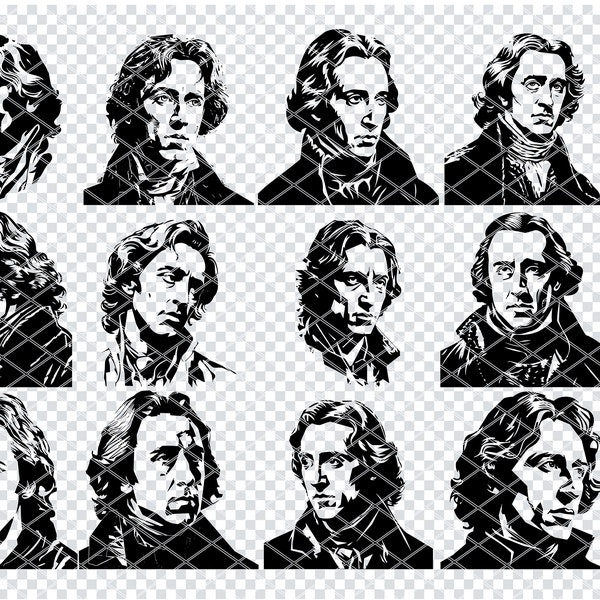 FREDERIC CHOPIN PORTRAIT Svg, Frederic Chopin Portrait Svg Files For Cricut, Frederic Chopin Portrait Laser Cut Files