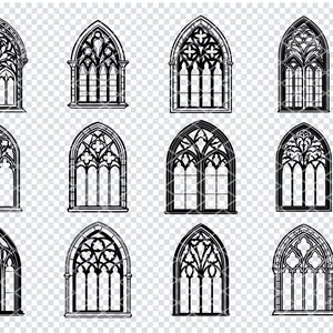 Fichiers Svg d'arche d'ogive gothique, fichiers Svg d'arche d'ogive médiévale pour Cricut, Clipart arche de fenêtre gothique, fichiers découpés au Laser