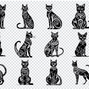 BASTET EGYPTE CAT Svg, fichiers Svg Egypte dieu chat pour Cricut, Clipart dieu chat Bastet, fichiers découpés au Laser