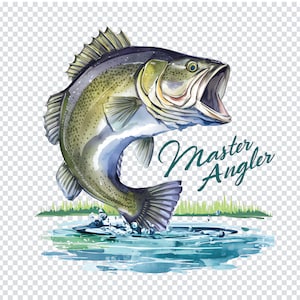 Sublimation aquarelle pêche au bar, bar sauteur aquarelle fichiers png, arrière-plan transparent png, maître pêcheur png