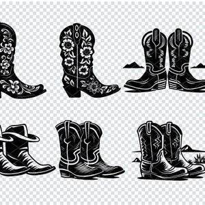 COWBOY-BOOTS SVG, Cowboy-Boots-Svg-Dateien für Cricut, Western Boots Clipart, Laser Cut-Dateien