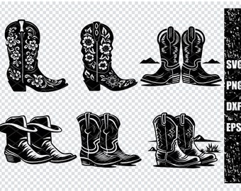 COWBOY BOOTS SVG, Cowboy Boots Svg Files For Cricut, Western Boots Clipart, Laser Cut Files