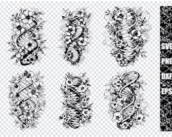 FLORAL DNA SVG, Floral Dna Svg Files For Cricut, Floral Dna Clipart, Laser Cut Files