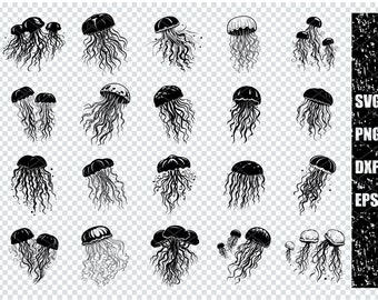 JELLYFISH SVG, JELLYFISH Svg Files For Cricut, Jellyfish Clipart, Jellyfish Laser Cut Files