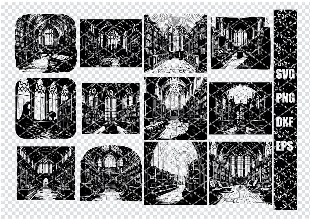VINTAGE GOTHIC LIBRARY Svg, Medieval Library Svg Files for Cricut ...