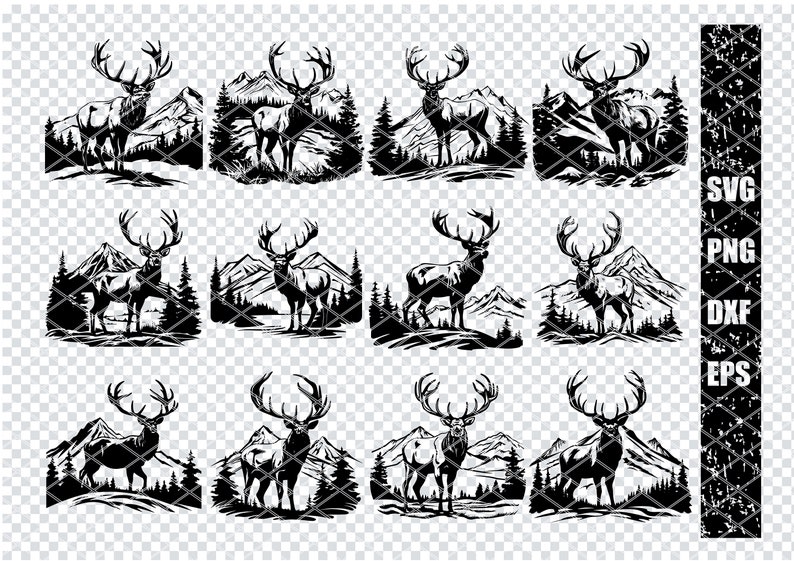 Elk Rack Svg LARGE ELK BULL Svg, Elk Wapiti Deer Svg Files for Cricut, Wild Elk ...