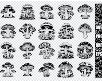 MUSHROOM SVG, MUSHROOM Clipart, Mushroom Svg pliki do cięcia dla Cricut, Fungi Svg pliki do cięcia