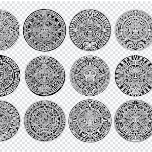 MAYAN CALENDAR SVG, Maya Glyph Svg Files For Cricut, Mesoamerican Clipart, Laser Cut Files