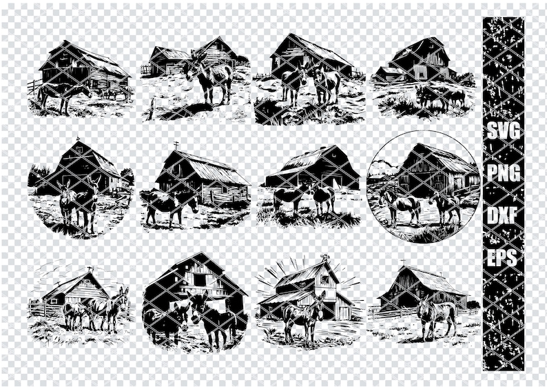 RUSTIC BARN DONKEY Svg, Rustic Farm Ranch Donkey Svg Files for Cricut ...