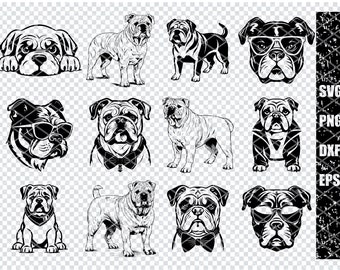 ENGLISH BULLDOG SVG, English Bulldog Svg Files For Cricut, Cute Bulldog Clipart, Laser Cut Files