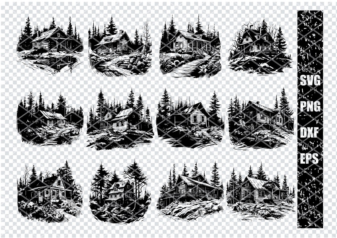 RUSTIC LOG CABIN Svg, Rustic Forest House Svg Files for Cricut ...