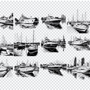 YACHT In PORT SVG, Luxusyacht-Svg-Dateien für Cricut, Luxusyacht-Svg Clipart, Laser Cut-Dateien