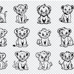 BABY LION CUBS Svg, schattige Baby Lion Cub Svg-bestanden voor Cricut, schattige Lion Cubs Road Clipart, Laser Cut-bestanden