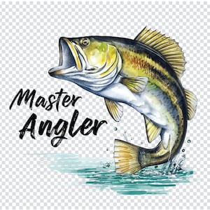 Sublimation aquarelle pêche au bar, bar sauteur aquarelle fichiers png, arrière-plan transparent png, maître pêcheur png