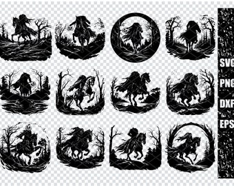 HEADLESS HORSEMAN SVG, Headless Horseman Svg Files For Cricut, Headless Horseman Clipart, Halloween Laser Cut Files