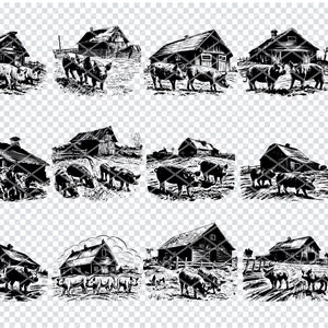RUSTICO FIENILE MAIALE Farm Svg, Swine Ranch Svg file per Cricut, Pig Farm Clipart, File tagliati al laser