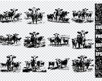 JERSEY CATTLE SVG, Jersey Dairy Cow Svg Files For Cricut, Cattle Farm Clipart, Laser Cut Files