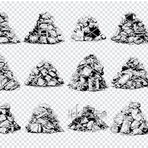RUBBISH TRASH HEAP Svg, pilha de arquivos Svg de lixo para Cricut, clipart de pilha de lixo, arquivos cortados a laser