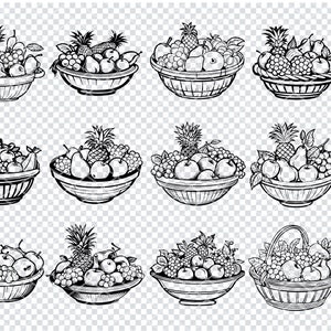 CESTINO DI FRUTTA SVG, file Svg di cesto di frutta per Cricut, clipart di cesto di frutta, file tagliati al laser