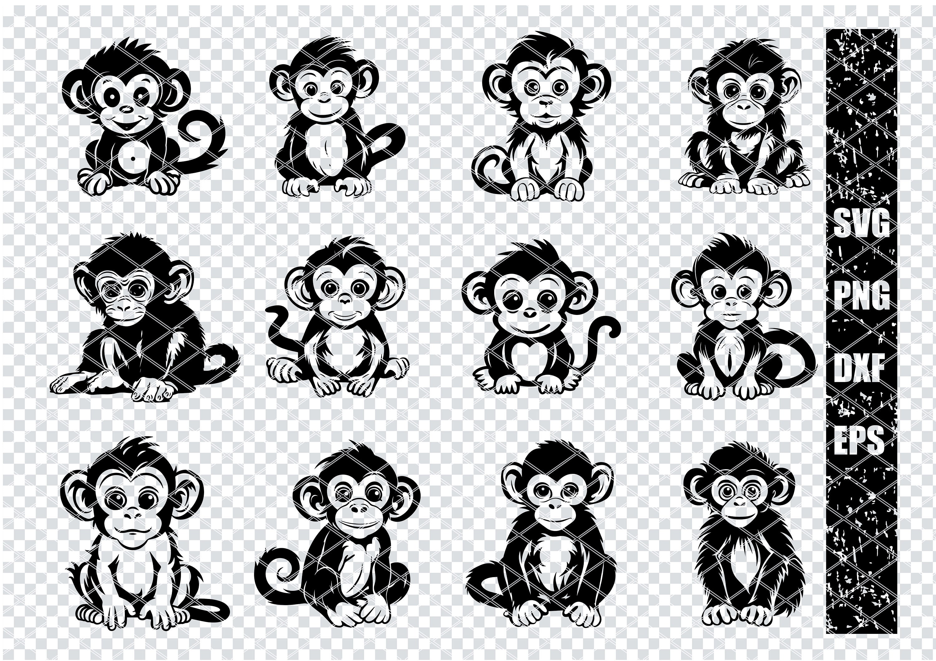 CUTE BABY MONKEY Svg, Adorable Monkey Svg Files for Cricut, Tiny Baby ...