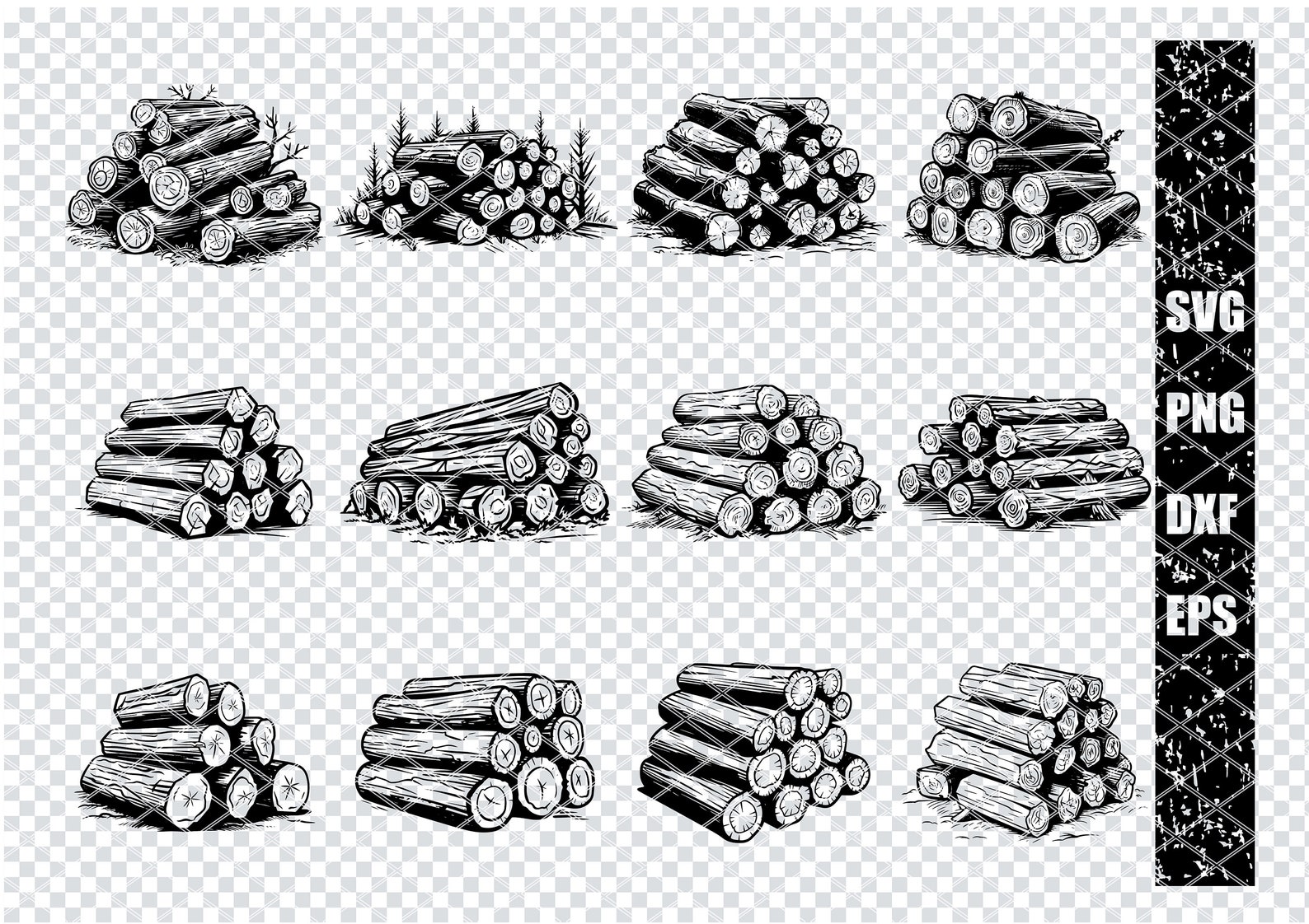 WOOD LOG PILE Svg, Firewood Pile Svg Files for Cricut, Lumber Pile ...