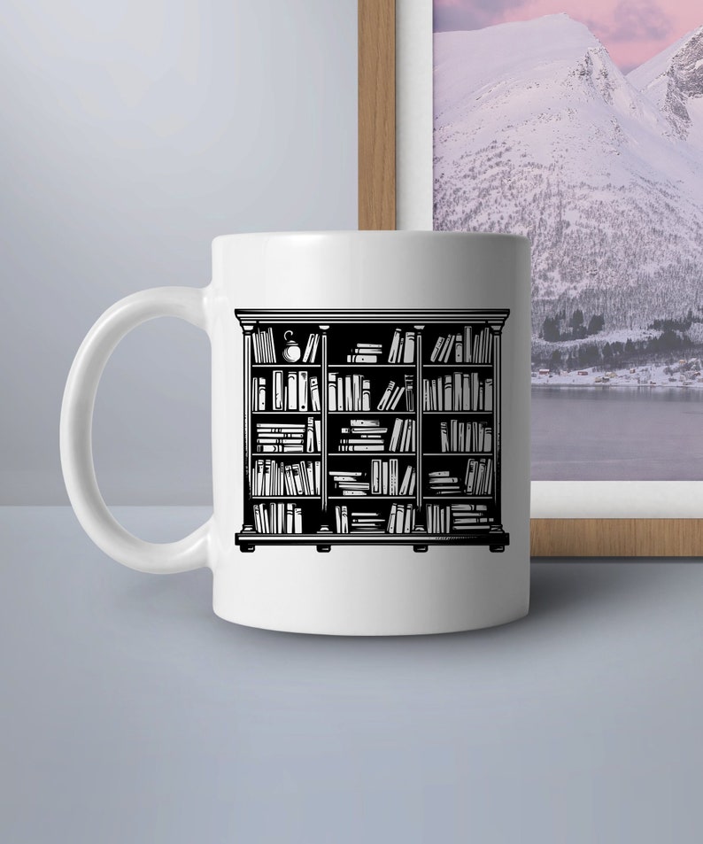 LIBRARY BOOKSHELF SVG, Library Bookcase Svg Files for Cricut, Wooden ...