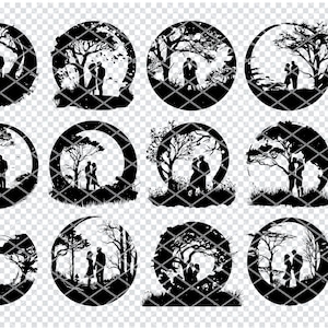 CASAL por TREES MOON Svg, par romântico por lua arquivos Svg para Cricut, casal por luar clipart, arquivos cortados a laser