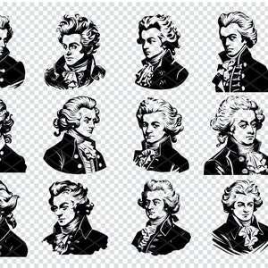 WOLFGANG AMADEUS MOZART Portrait svg, Wolfgang Amadeus Mozart svg Dateien für Cricut, Mozart Portrait Laser Cut Files