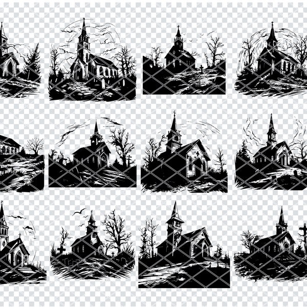 OLD GOTHIC CHURCH Svg, Medieval Church Svg Files For Cricut, Victorian Cathedral Clipart, Laser Cut Files