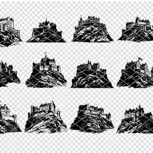 CASTELLO DI EDIMBURGO SVG, File Svg del Castello di Edimburgo per Cricut, Clipart Fortezza scozzese, File tagliati al laser del Palazzo