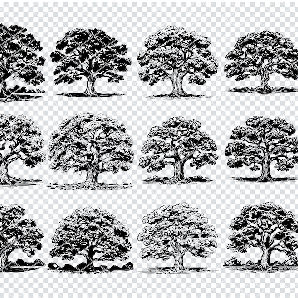 OAK TREE SVG, Oak Tree Svg Files For Cricut, Oak Tree Hardwood Clipart, Laser Cut Files