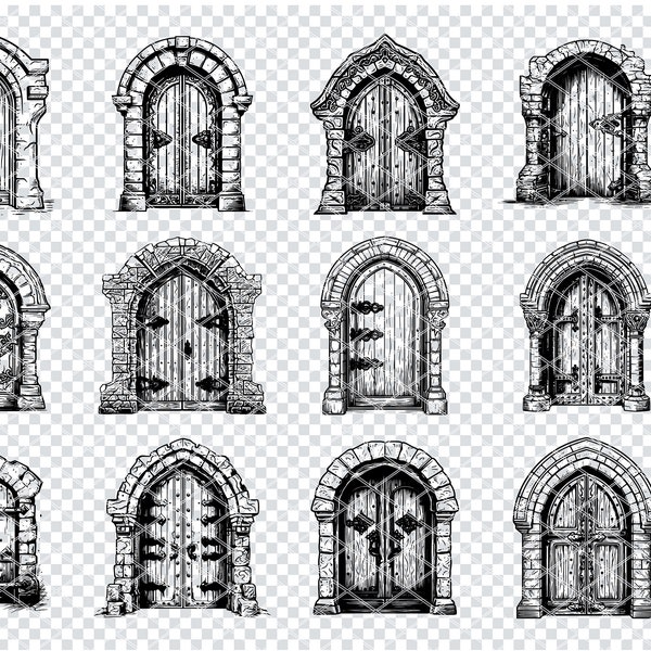 ANCIENT MEDIEVAL DOOR Svg, Middle Age Door Svg Files For Cricut, Gothic Stone Door Clipart, Laser Cut Files